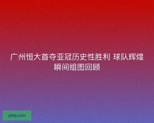 广州恒大首夺亚冠历史性胜利 球队辉煌瞬间组图回顾