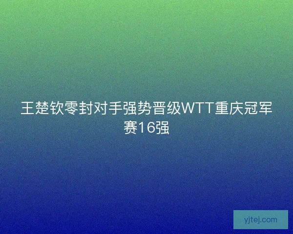 王楚钦零封对手强势晋级WTT重庆冠军赛16强